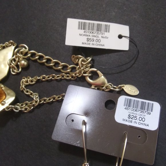 NWT CHICOS Norma long statement  Necklace matching earrings set - Picture 14 of 16